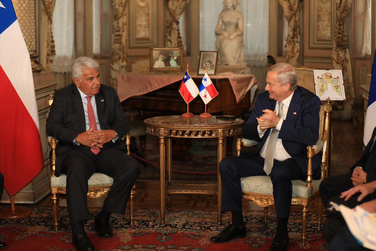 El presidente de Panamá, José Raúl Mulino, sostuvo una reunión bilateral con el presidente de Chile, José Antonio Kast, en el Palacio Cousiño de Santiago. Tomada de la Presidencia de Panamá
