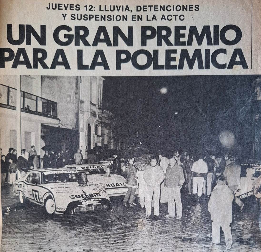 La trunca largada simbólica del Gran Premio Unión Cuatro Provincias del TC. Esa noche dos pilotos fueron detenidos, según informó CORSA 