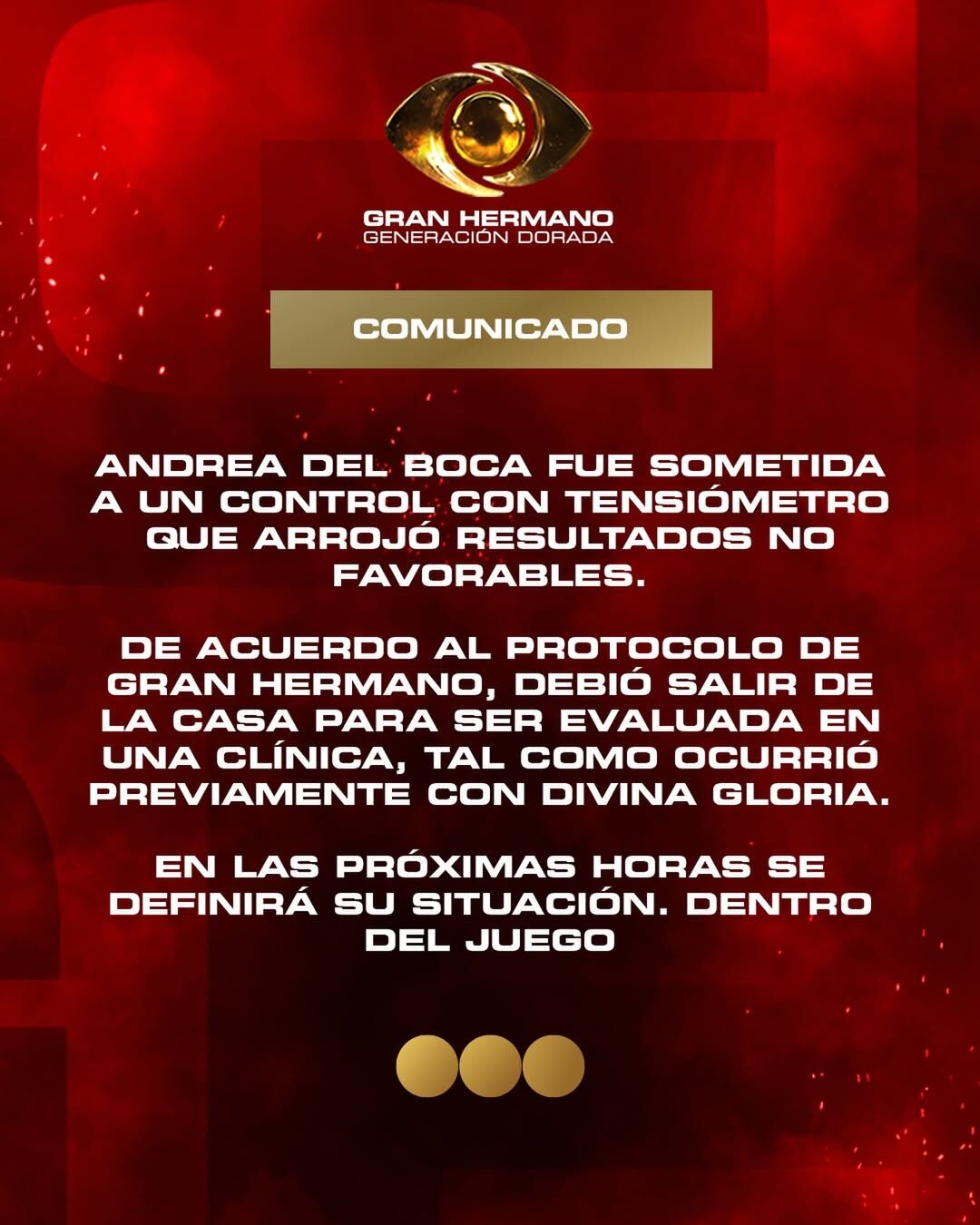 El comunicado que emitió Gran Hermano tras la salida de Andrea de la casa (Instagram)