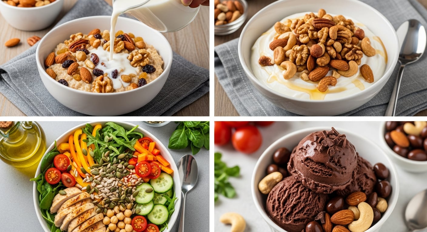 La rutina alimentaria saludable del especialista incluye avena con frutos secos, yogur fermentado, ensaladas y cenas planificadas para la familia (Imagen Ilustrativa Infobae)