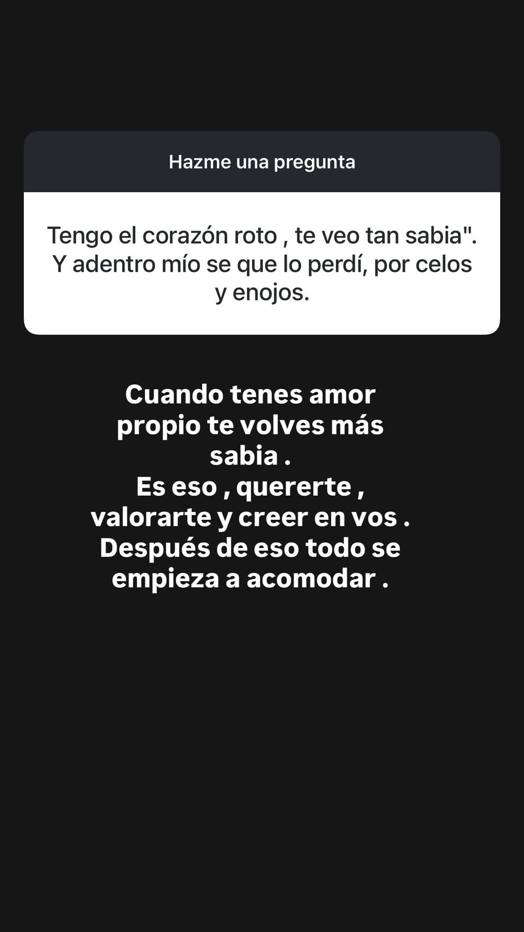 La reflexión de Sabrina Rojas sobre el amor propio
