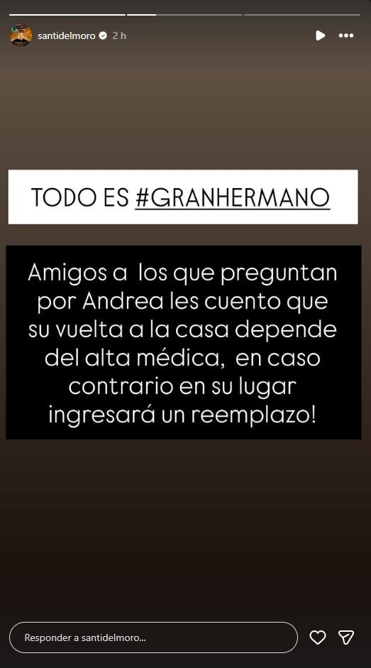Santiago del Moro habló sobre el futuro de Andrea del Boca en Gran Hermano y reveló cuándo regresará a la casa