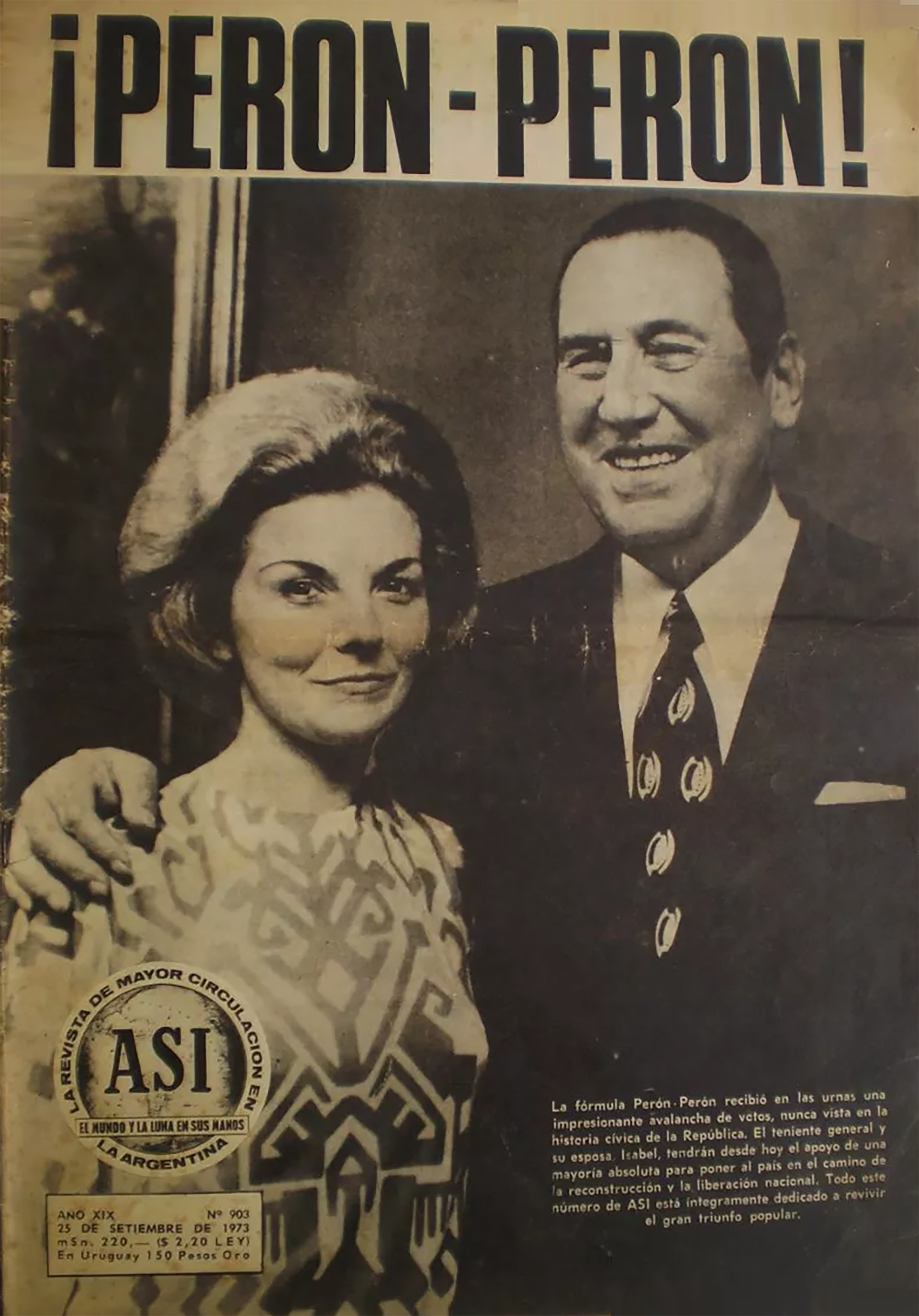 Isabel Martínez de Perón en la fórmula que la llevó al poder