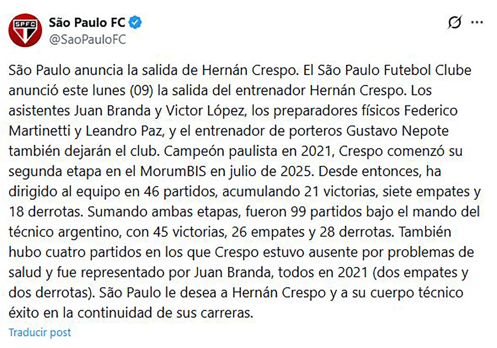 El comunicado del San Pablo