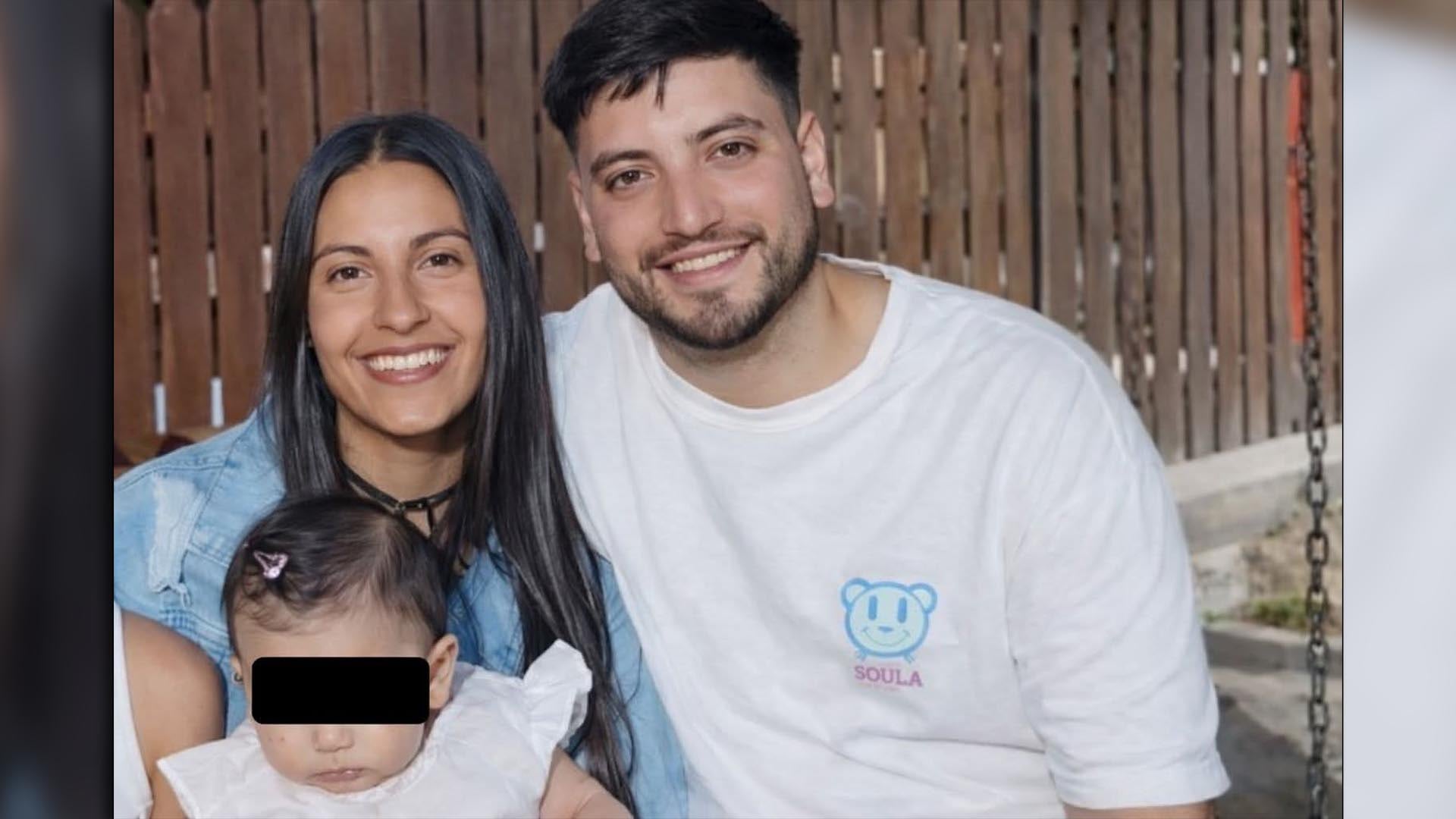 Matías Osola, Valeria Pont y su hija de un año, todos residentes de Caucete
