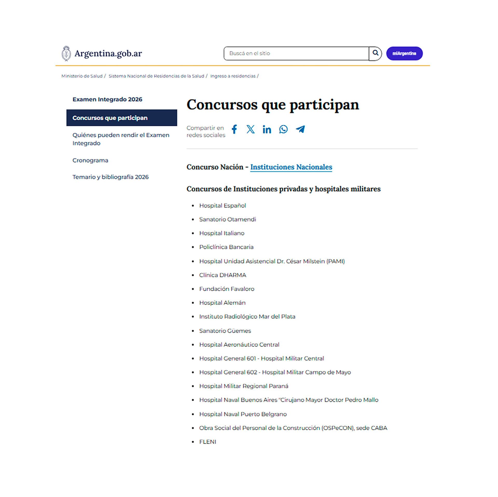 Los hospitales privados y militares que abren concursos para residencias médicas en 2026