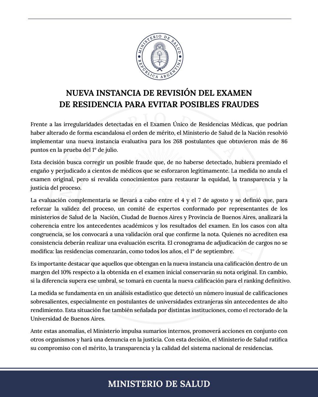 El comunicado del Ministerio de Salud ante el escándalo ocurrido el año pasado