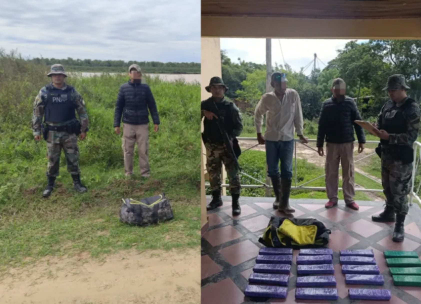 Efectivos de Prefectura Naval incautaron un importante cargamento de marihuana, presuntamente arrojado desde una lancha proveniente de Paraguay, en un operativo antinarcóticos (Prefectura Naval)