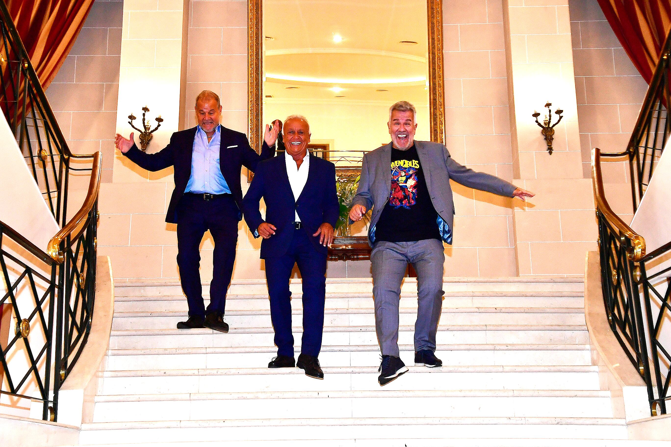 El Chino, Miguel y Dady, juntos otra vez, antes de la charla con Teleshow (RS Fotos)