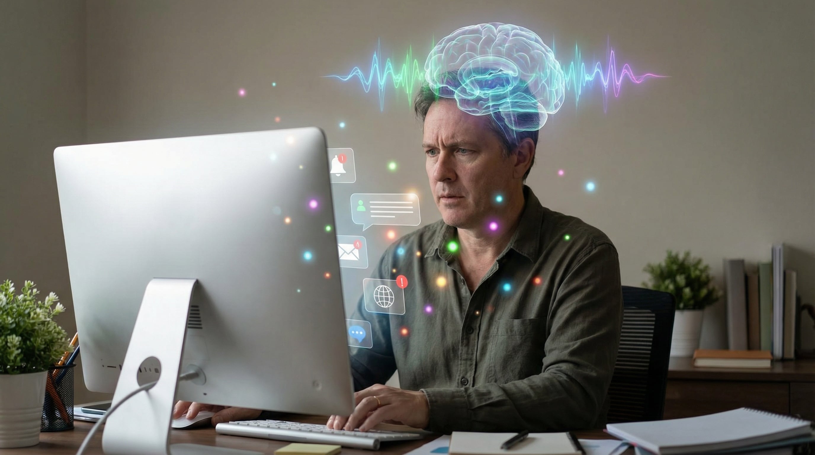 Realizar multitareas o cambios frecuentes de actividad reduce la eficiencia cerebral y eleva los indicadores fisiológicos de estrés (Imagen Ilustrativa Infobae)
