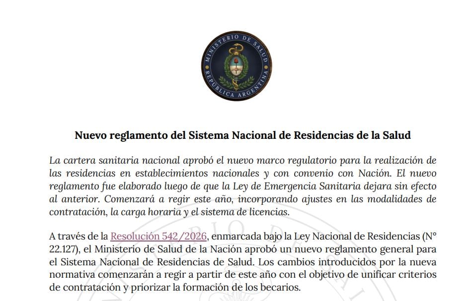 Nuevo reglamento del Sistema Nacional de Residencias de la Salud