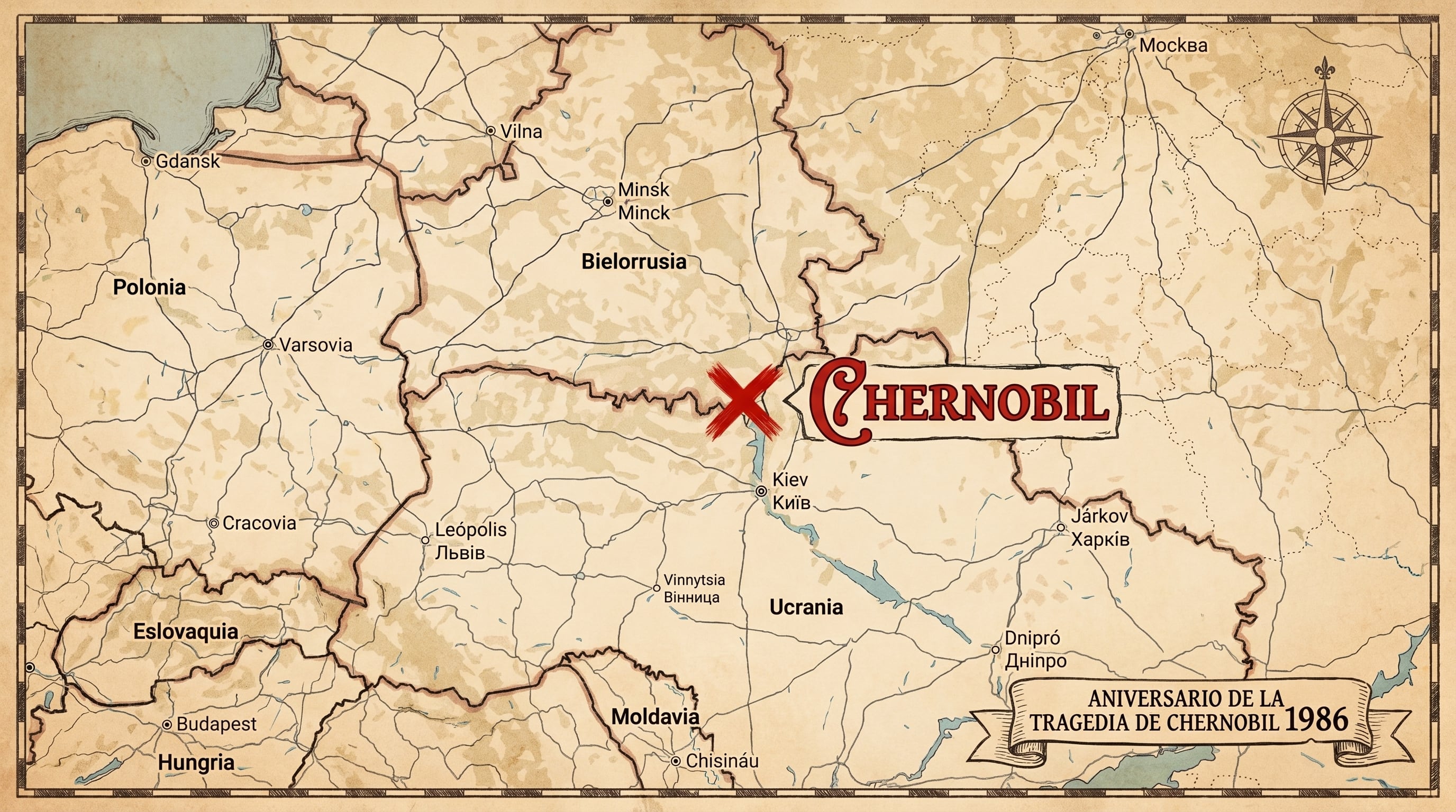 El complejo nuclear de Chernóbil, situado a unos 110 km al norte de Kiev (Ucrania) y a unos 10 km al sur de la frontera con Bielorrusia, constaba de cuatro reactores nucleares (Imagen Ilustrativa Infobae)