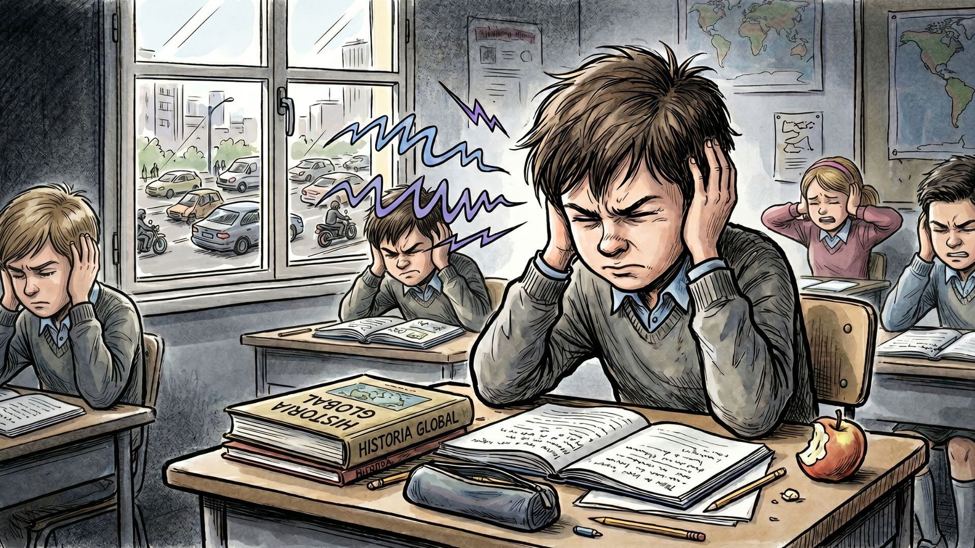 Las escuelas cercanas a carreteras, vías férreas o aeropuertos exponen a los alumnos a niveles de ruido peligrosos para la salud infantil (Imagen Ilustrativa Infobae)