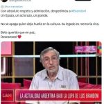 El adiós a Luis Brandoni: la despedida de los famosos y la comunidad artística en las redes sociales