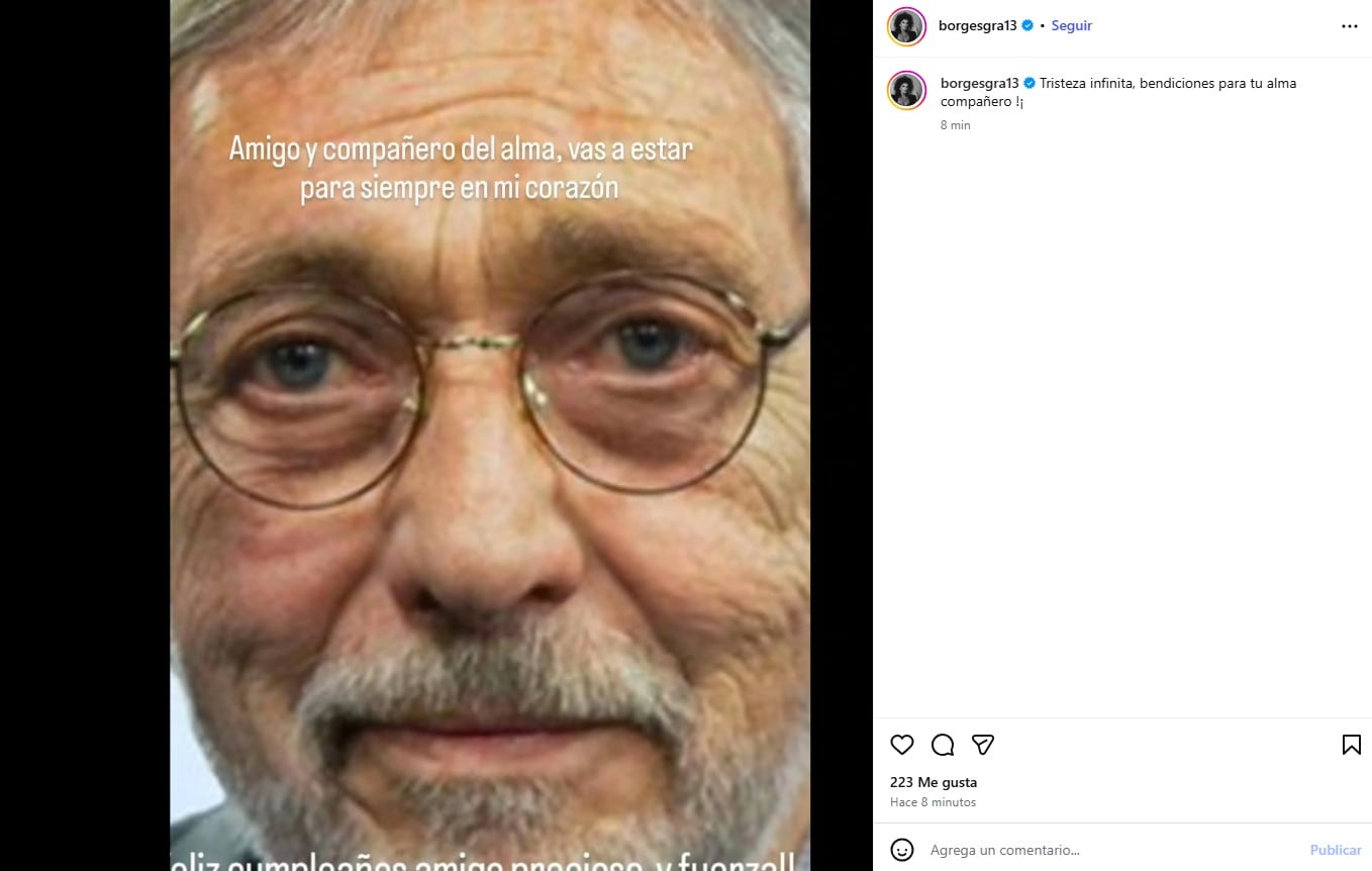 Graciela Borges se sumó a los homenajes, enviando bendiciones y enfatizando la tristeza compartida por el fallecimiento de Brandoni