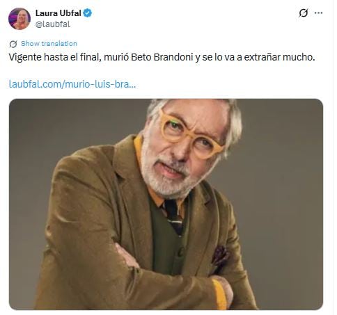 La periodista Laura Ubfal despidió al actor (X @laubfal)