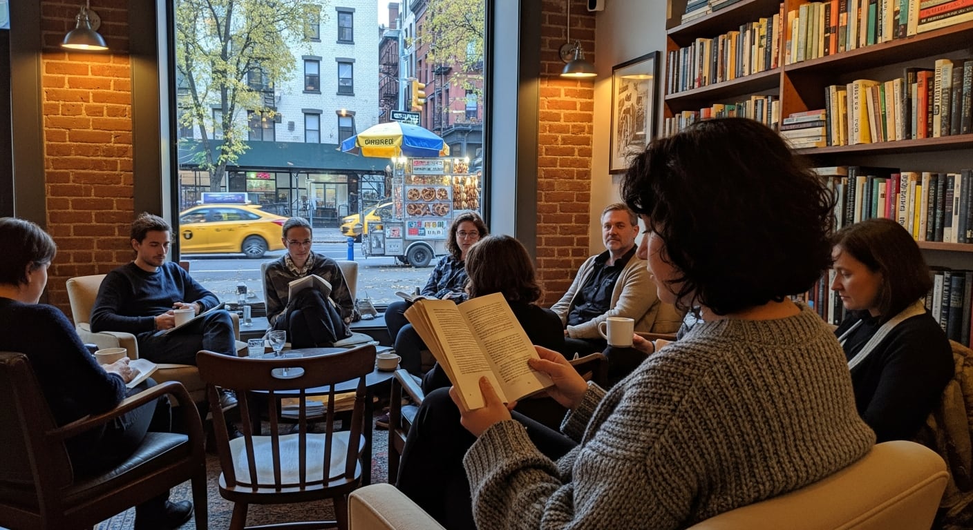 Un grupo de lectores se reúne en un acogedor club de lectura en Nueva York, inmersos en sus libros mientras disfrutan de una tarde de comunidad y discusión literaria. (Imagen Ilustrativa Infobae)