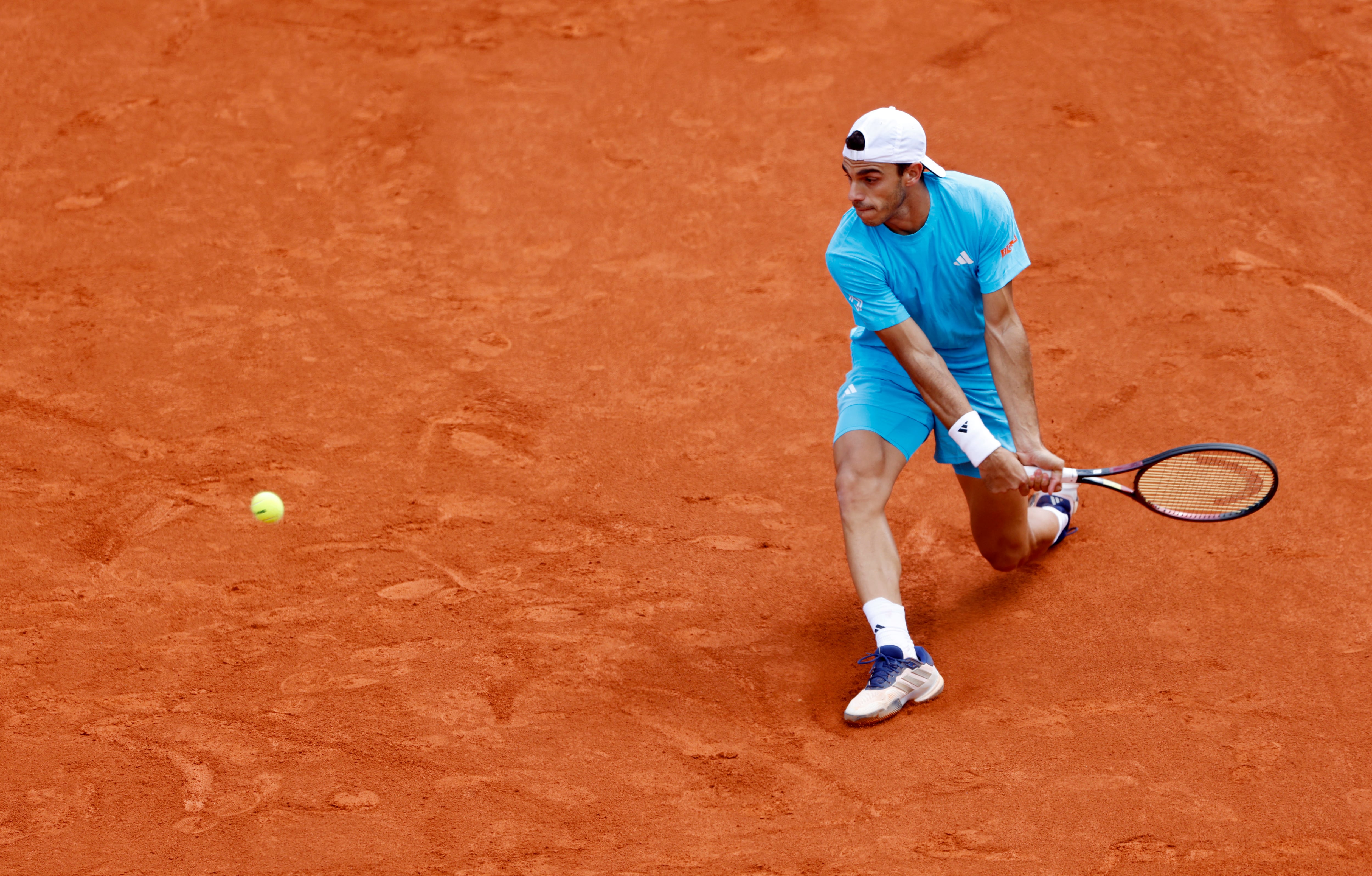 Francisco Cerúndolo derrotó en su debut en el Masters 1000 de Madrid al alemán Yannick Hanfmann por 6-1 y 7-5 (Crédito: REUTERS/Michaela Stache)