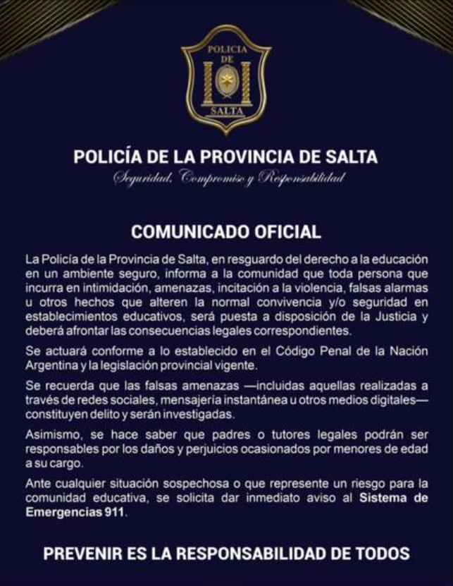 Imputaron a tres alumnos por intimidación pública tras amenazar con un tiroteo en Mar del Plata