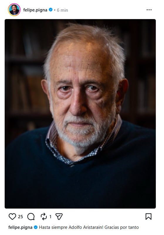 El mensaje que el historiador Felipe Pigna le dedicó al director 