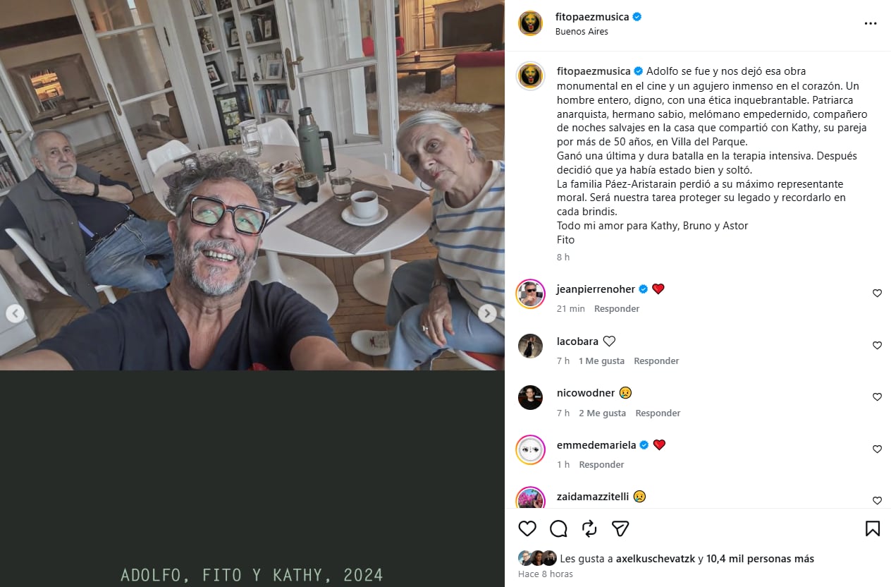 Las palabras de Fito Páez para Aristarain