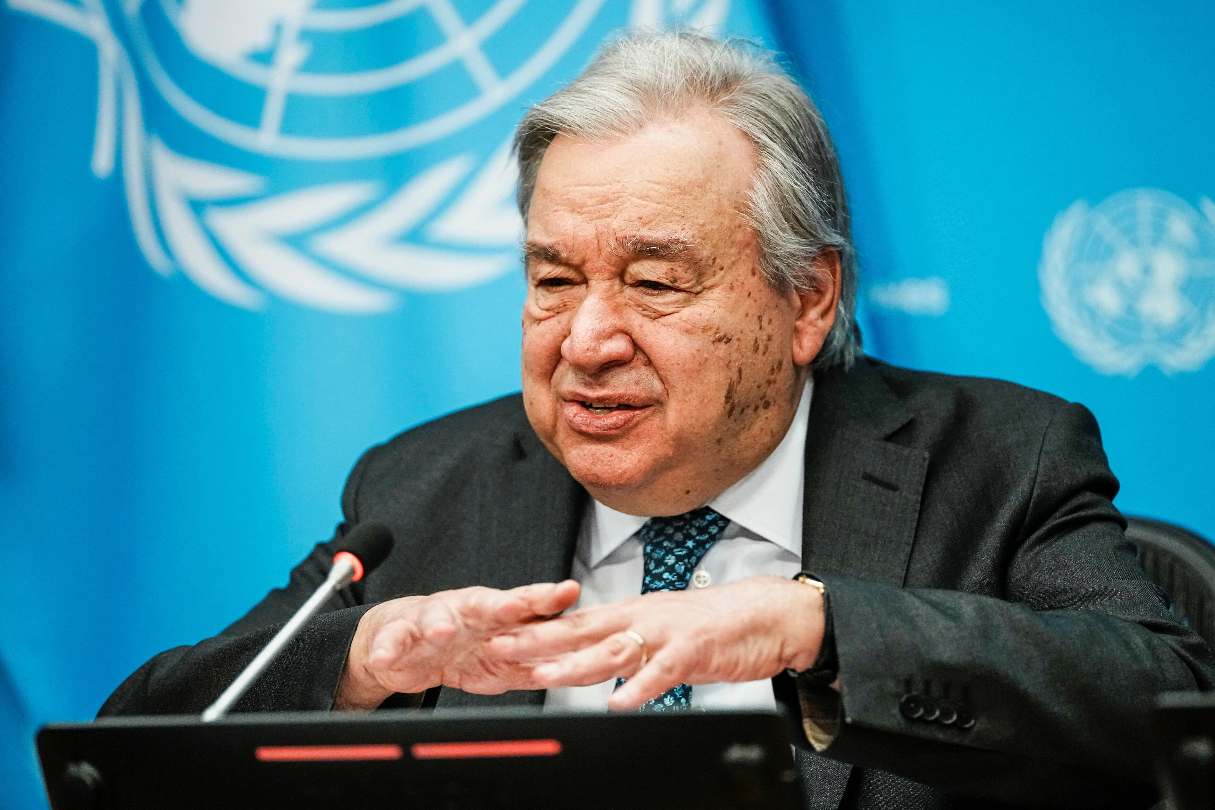 El secretario general de las Naciones Unidas, Antonio Guterres, habla durante una conferencia de prensa en la que expone sus prioridades para 2026 en la sede de la ONU en la ciudad de Nueva York, EE. UU., el 29 de enero de 2026 (REUTERS/Eduardo Munoz)