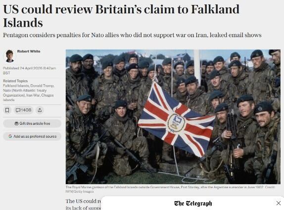La nota de The Telegraph sobre Trump y las islas Malvinas