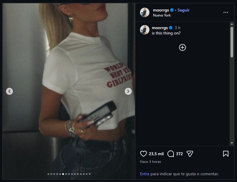 El posteo de Morgan Riddle acompañado de la frase 