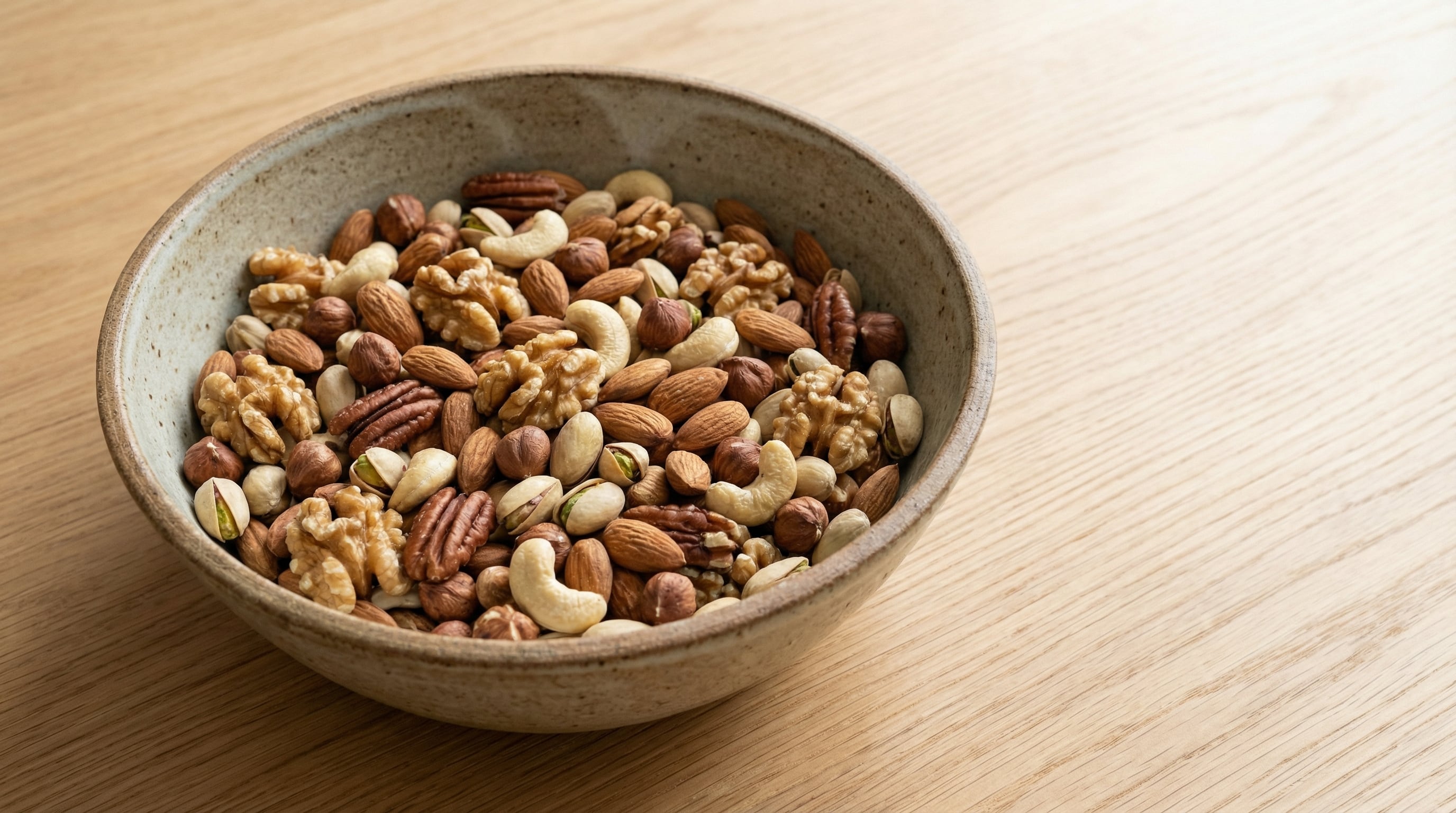 Los frutos secos y semillas, como nueces, almendras y chía, ofrecen fibra, grasas saludables y minerales que favorecen la saciedad, el equilibrio hormonal y la salud cardiovascular durante la menopausia. (Imagen Ilustrativa Infobae)