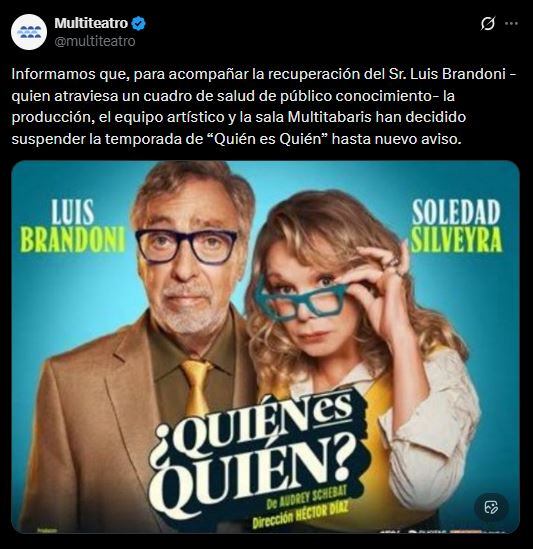 El éxito teatral “Quién es quién” se detiene por la salud de Luis Brandoni y Solita Silveyra (X)