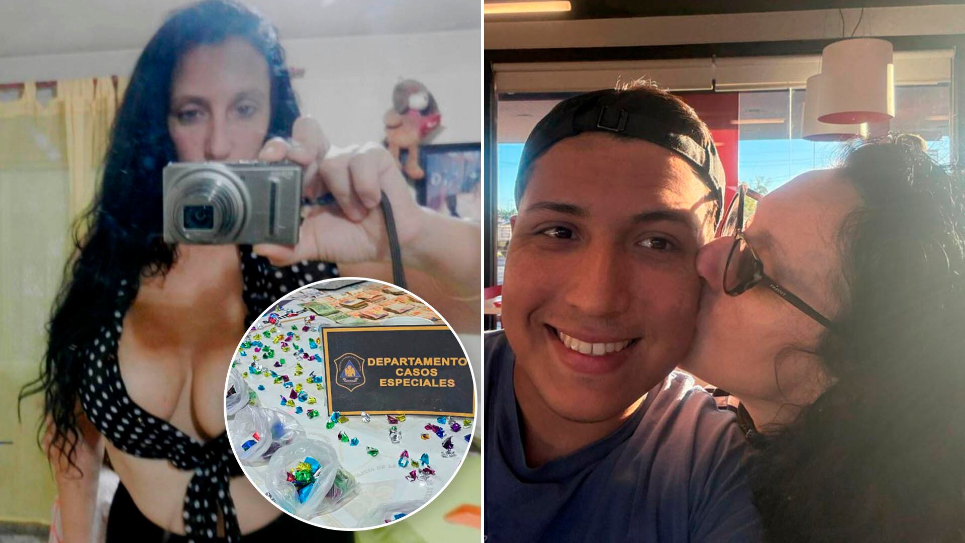 Imágenes que muestran a 'La Dellisanta' y su hijo, quien defiende la inocencia de su madre tras su reciente detención por presunto narcotráfico en Puerta de Hierro, donde se incautó dinero y drogas.