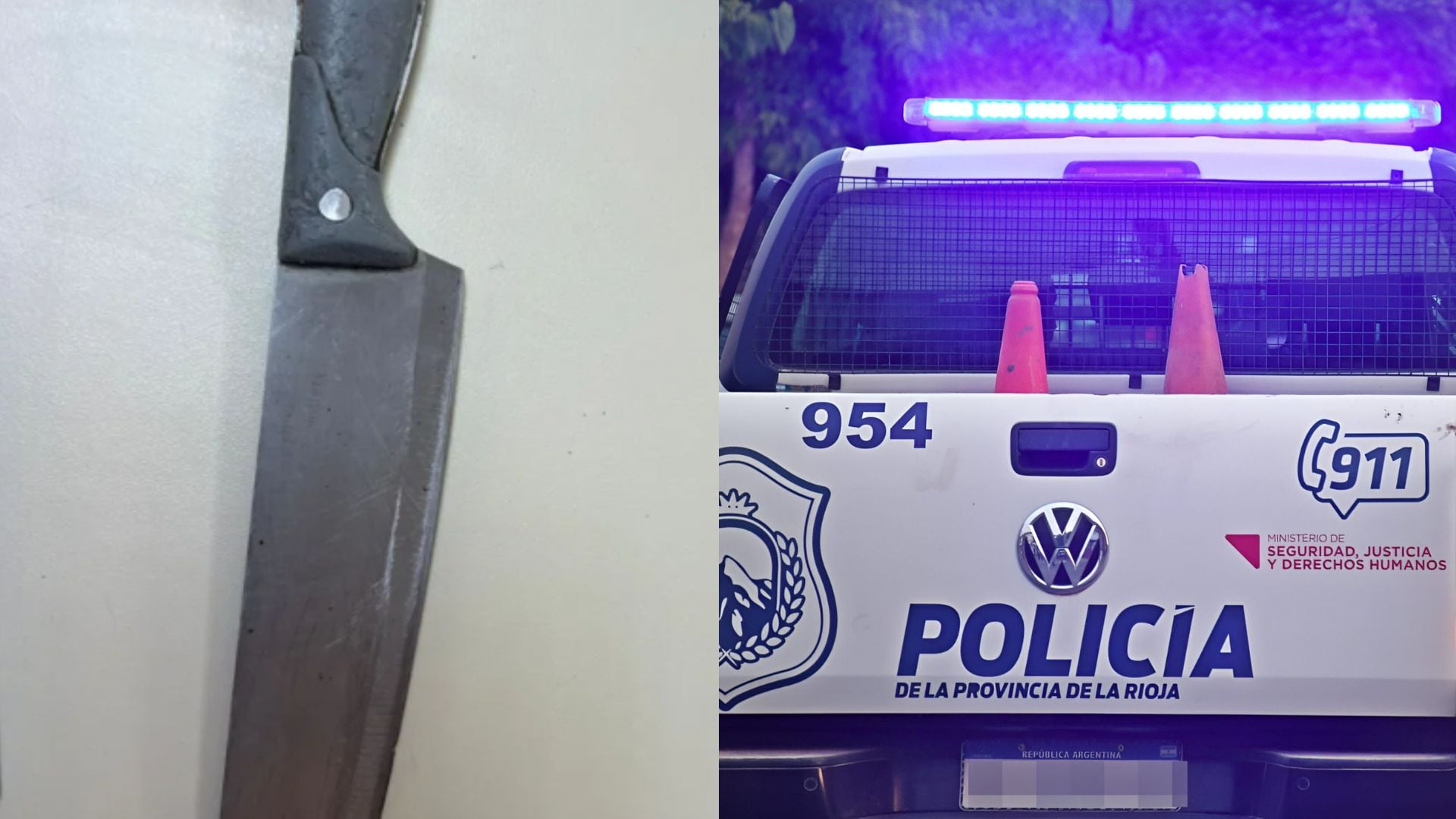 El cuchillo que encontró la policia en las pertenencias del alumno en La Rioja