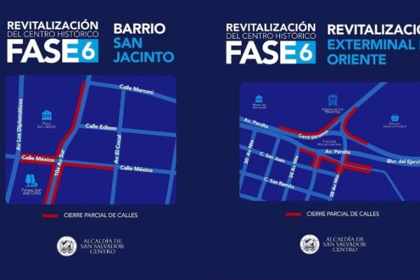 Alcaldía de San Salvador Centro ejecuta cierres en vías principales por obras en el Centro Histórico