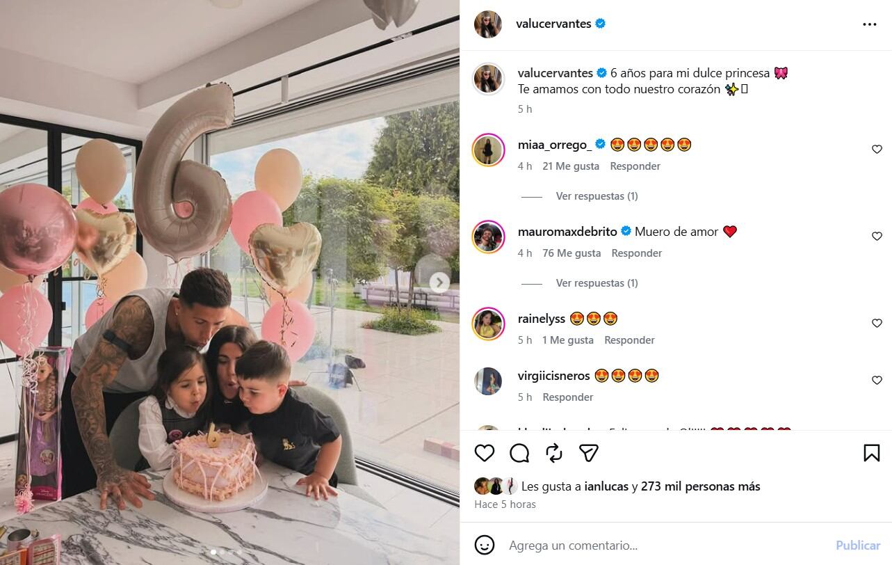 Olivia Fernández celebró su sexto cumpleaños en Londres junto a Enzo Fernández y Valentina Cervantes en una fiesta íntima y familiar