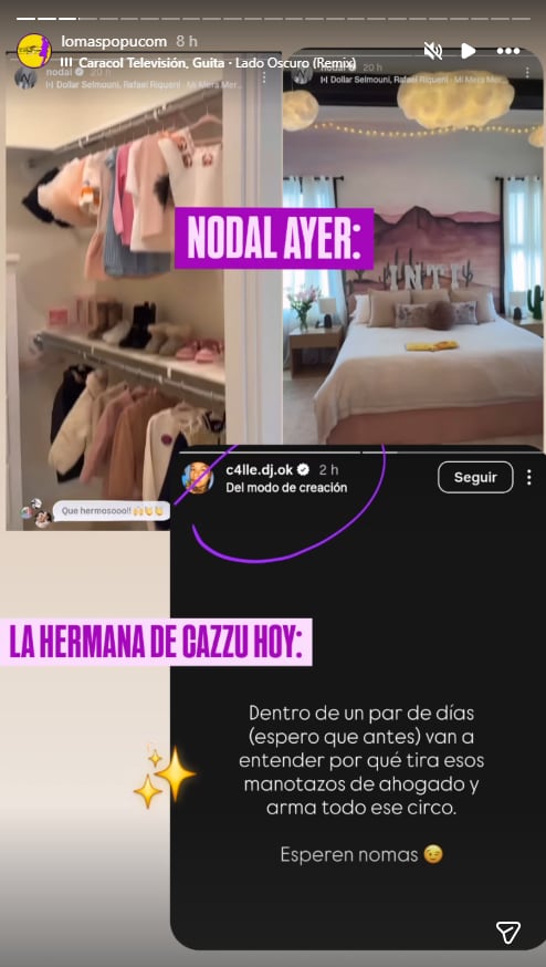 Christian Nodal presentó el cuarto de su hija Inti y la hermana de Cazzu fue letal: “Manotazos de ahogado”