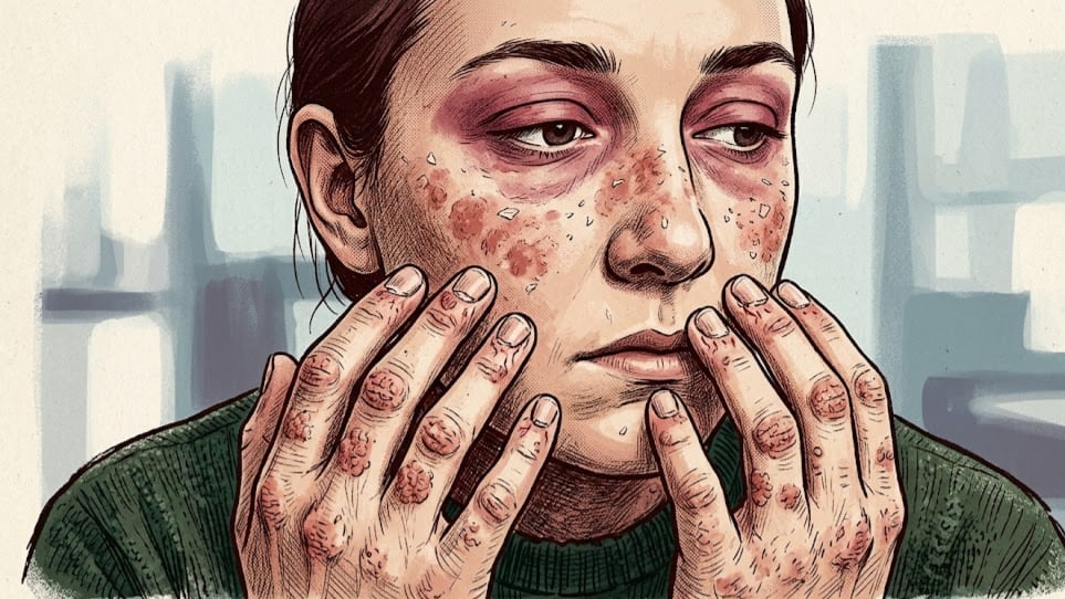 La dermatomiositis es una enfermedad autoinmune que afecta músculos y piel, produciendo debilidad muscular y síntomas dermatológicos visibles (Imagen Ilustrativa Infobae)