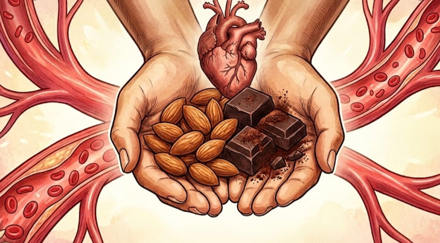 Estudios científicos demuestran que el consumo conjunto de almendras y chocolate negro reduce el colesterol LDL en adultos con sobrepeso (Imagen Ilustrativa Infobae)