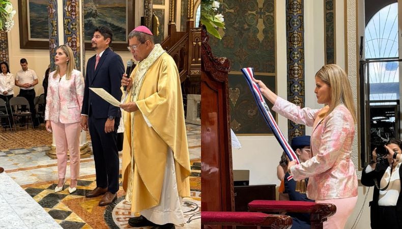 La presidente Laura Fernández inició su mandato en la Basílica de Nuestra Señora de los Ángeles, pidiendo protección a la Virgen en un acto sin precedentes. (Cortesía: Comunicación Conferencia Episcopal de Costa Rica)