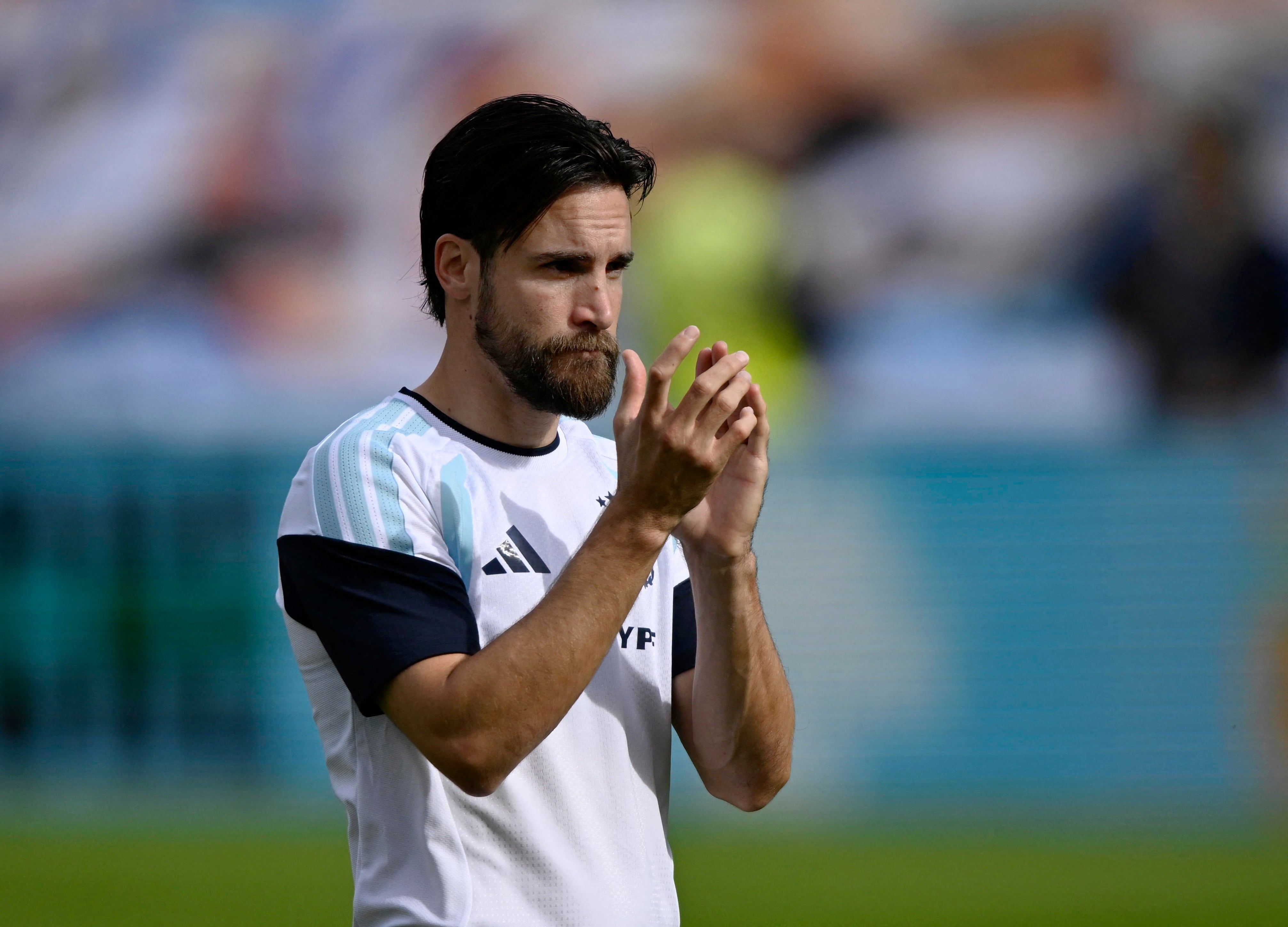 Soccer Football - International Friendly - Argentina Training - Estadio Manuel Martinez Valero, Elche, Spain - November 13, 2025 Argentina's Nicolas Tagliafico during training REUTERS/Pablo Morano