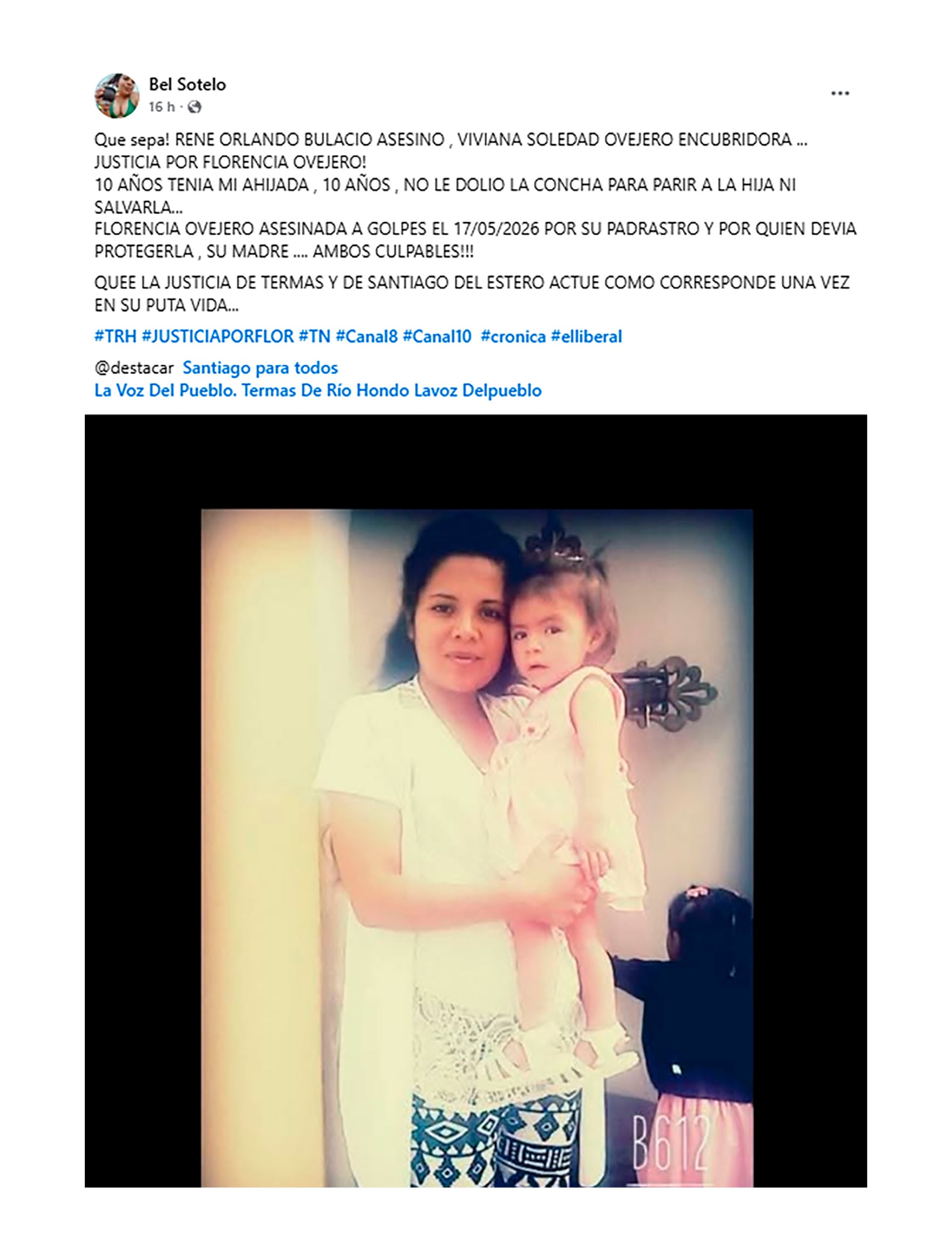 Declaró la madre de la nena de 10 años hallada muerta en Santiago del Estero y apuntó contra el padre: “Le pegaba mucho”