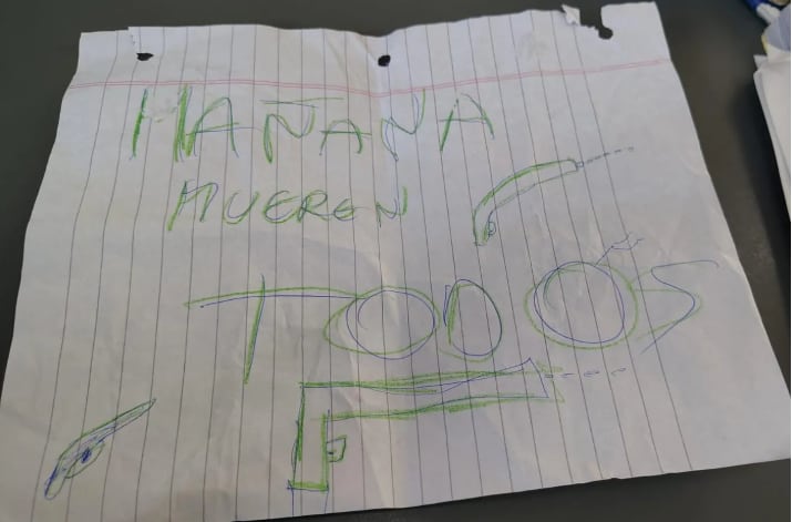 Frases intimidantes halladas en el baño de un colegio de Punta Lara