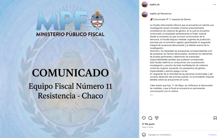 Denunciaron por violencia de género a un trabajador judicial de Chaco: amenazaba a su ex con fotos de víctimas de femicidio