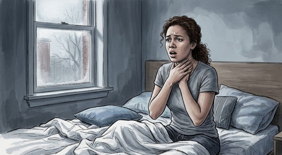 El dolor de garganta al despertar suele ser causado por deshidratación, respiración bucal, ronquidos o alergias, según la Clínica Mayo (Imagen Ilustrativa Infobae)