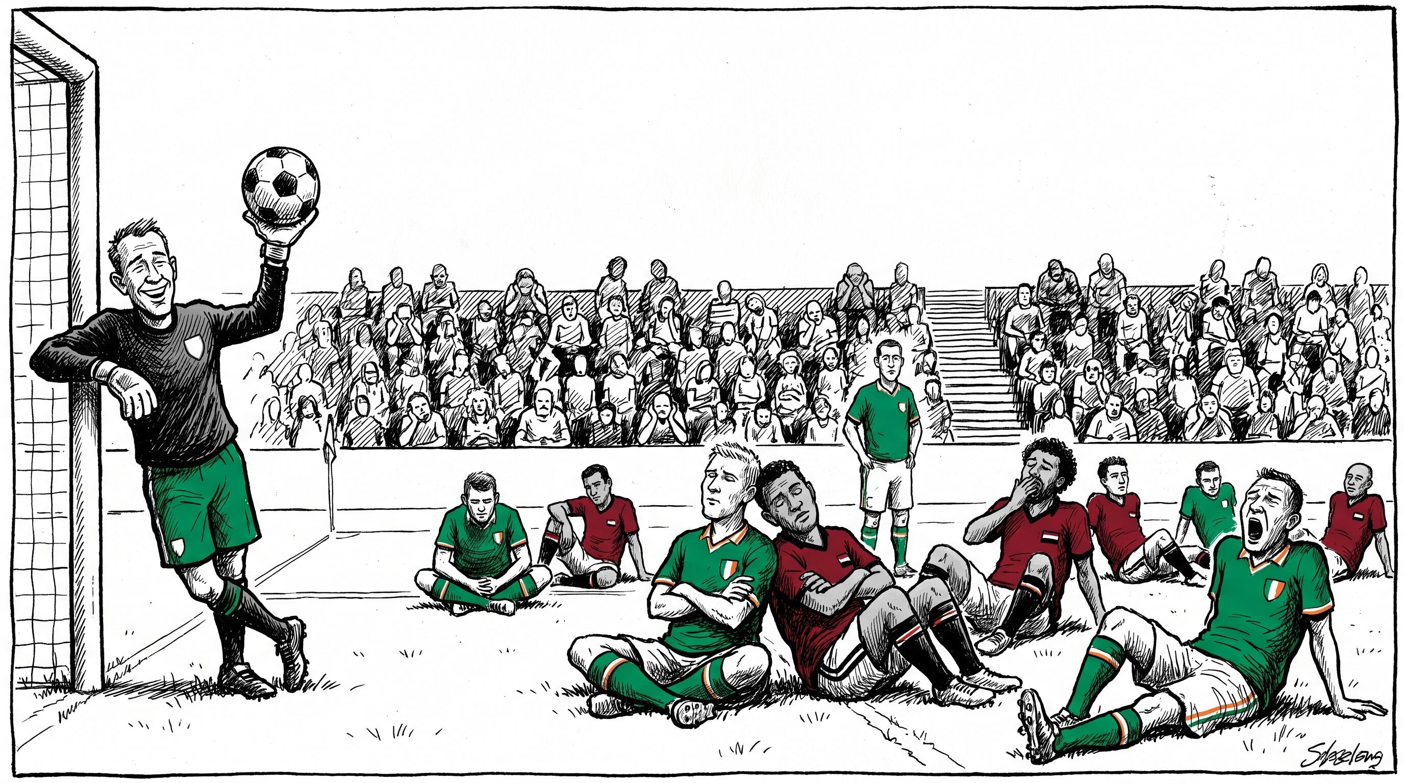Representación de lo aburrido del partido (Imagen Ilustrativa Infobae)