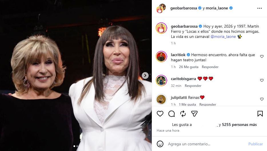 La publicación conjunta en Instagram entre Barbarossa y Casán simbolizó la reconciliación tras años de diferencias mediáticas
