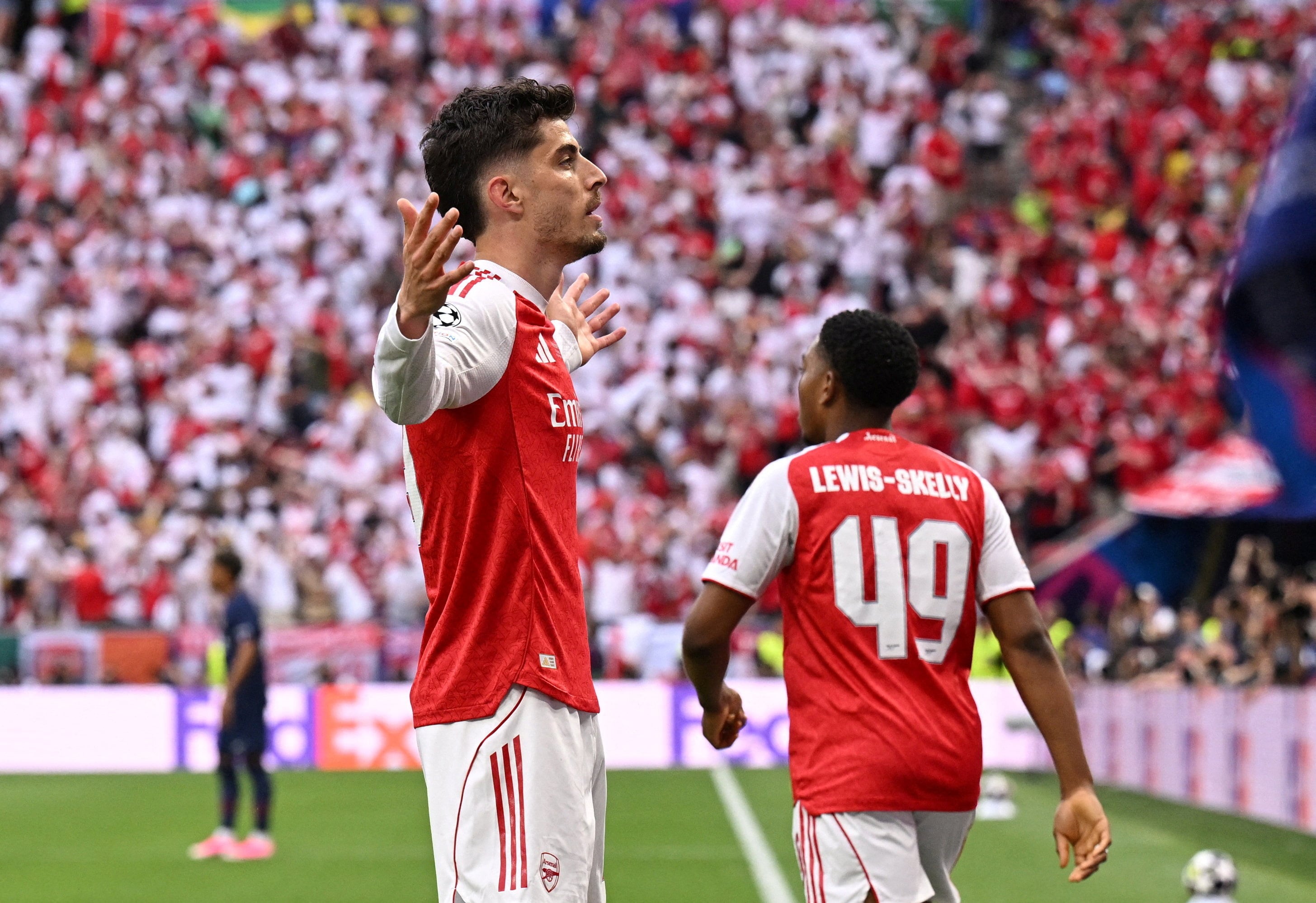 El festejo de Havertz tras anotar el 1-0 (Foto: Reuters/Angelika Warmuth)