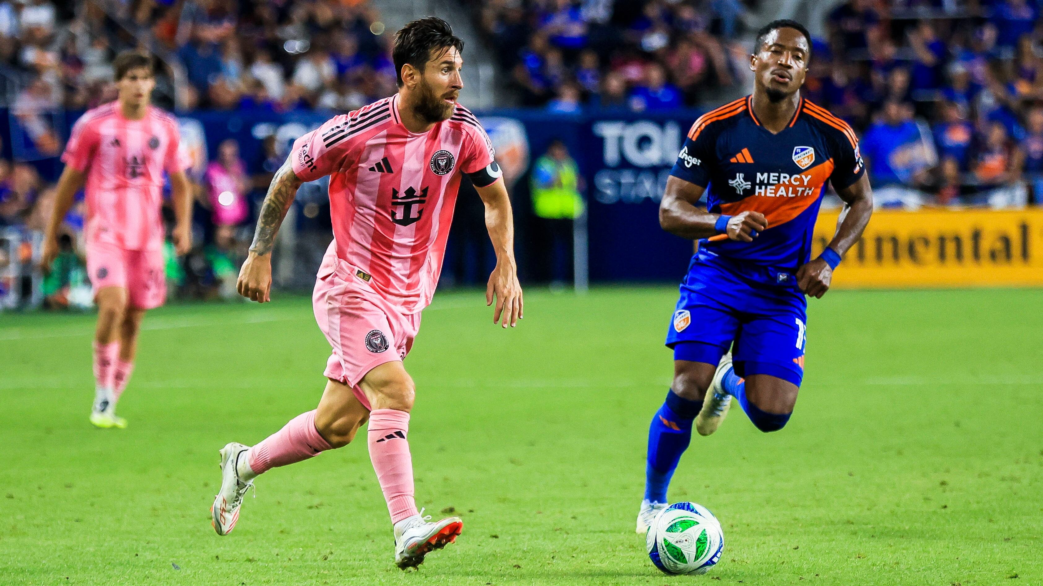 El Inter Miami de Messi buscará su quinta victoria seguida como visitante ante FC Cincinnati por la MLS (Mandatory Credit: Katie Stratman-Imagn Images)
