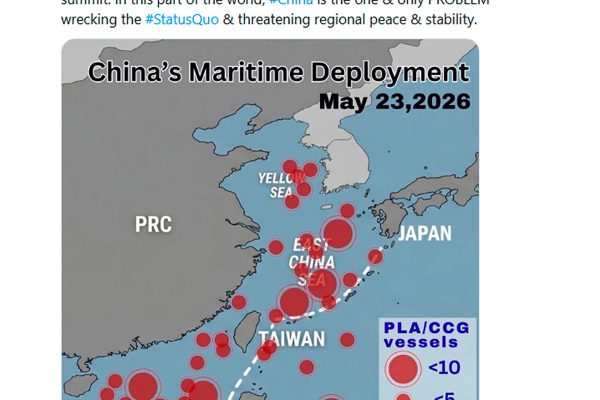 El jefe de seguridad de Taiwán denunció que China desplegó más de 100 buques a su alrededor en los últimos días