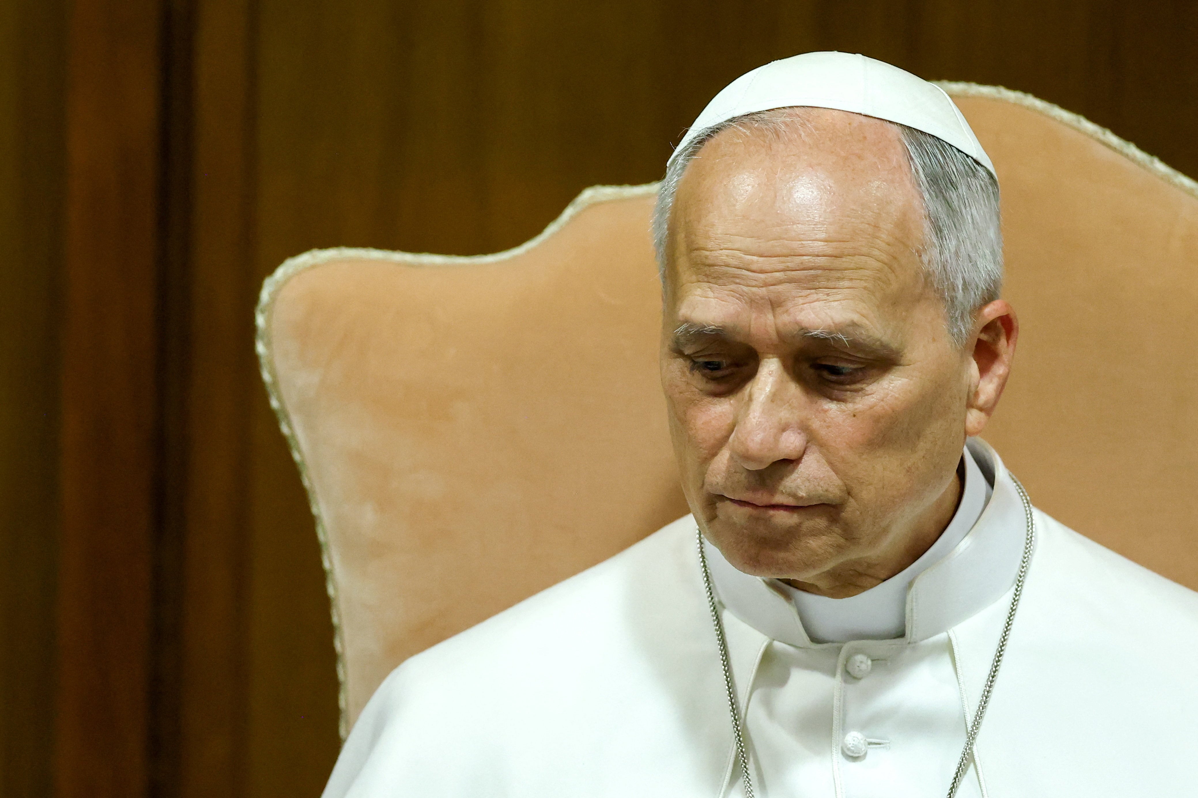 El papa León XIV durante la presentación de