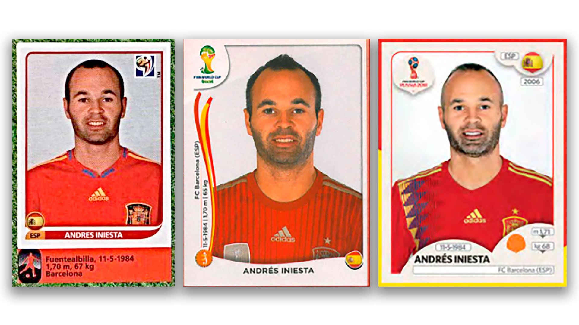 Iniesta jugó cuatro Mundiales pero en uno faltó su figurita
